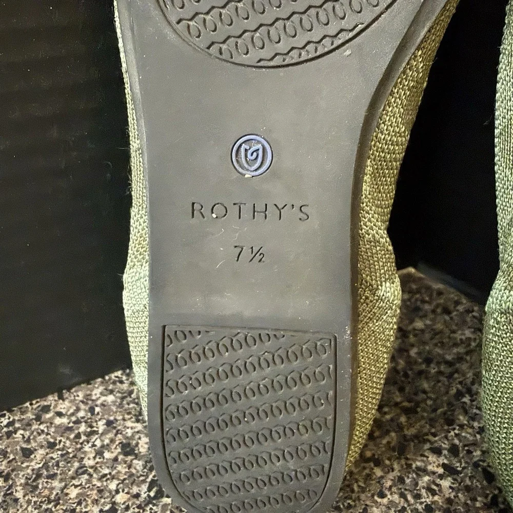 Rothy's Green‎ Camo Knit Round Toe Flats Shoes Women 7.5 Orange Black Stripe